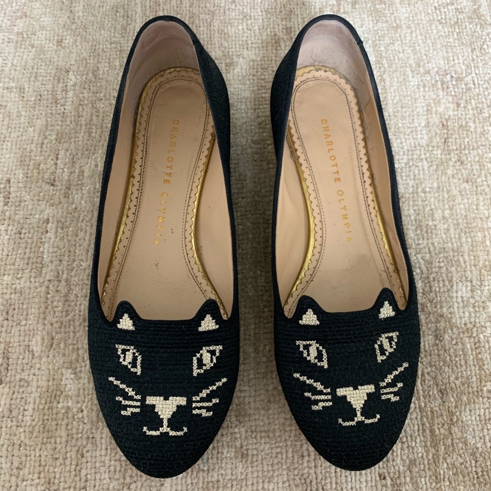 Charlotte Olympia Kitty Flats - Black, size 37